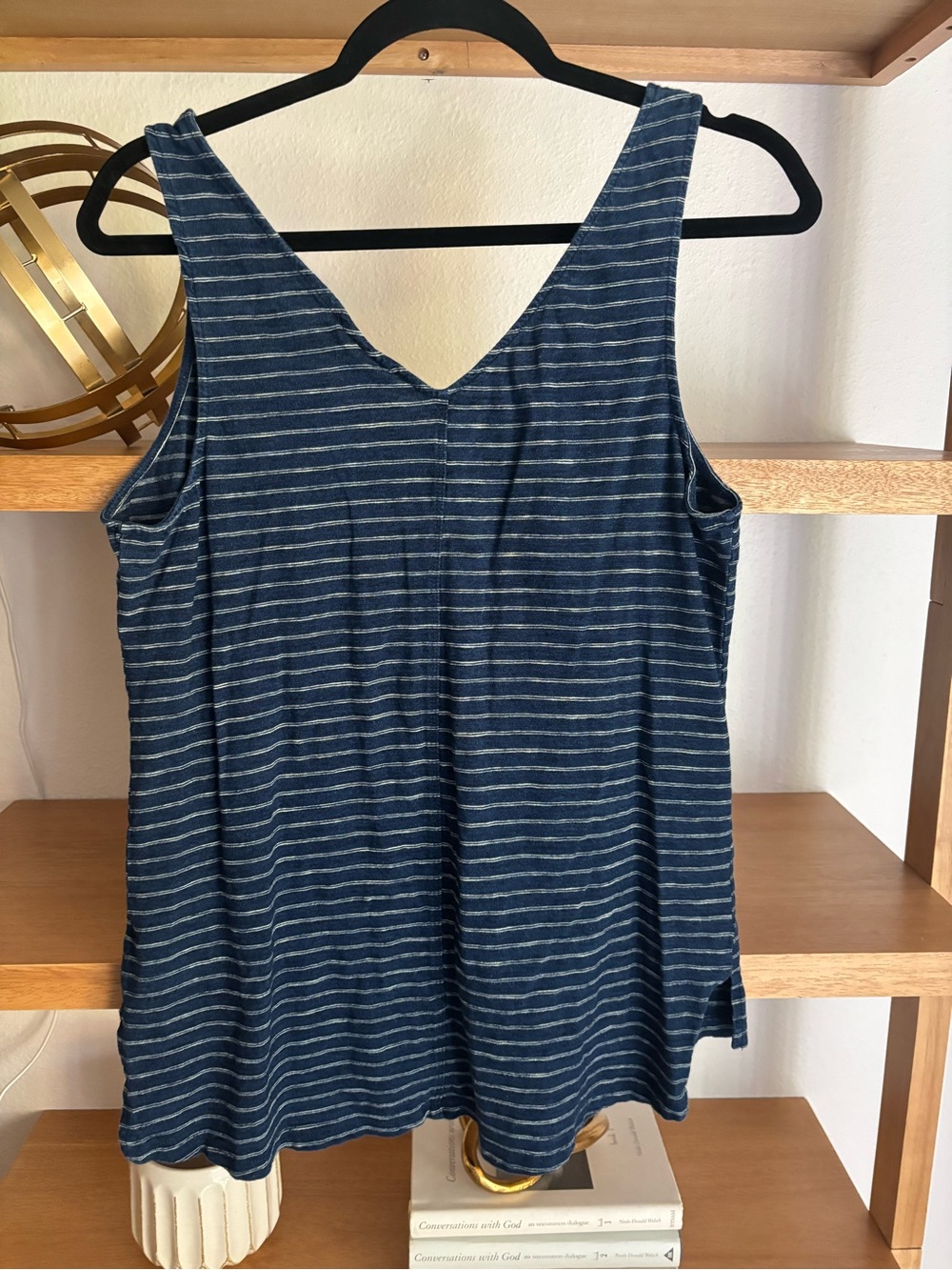 Universal Thread Striped Navy Button-Front Tank Top - Picture 7 of 12